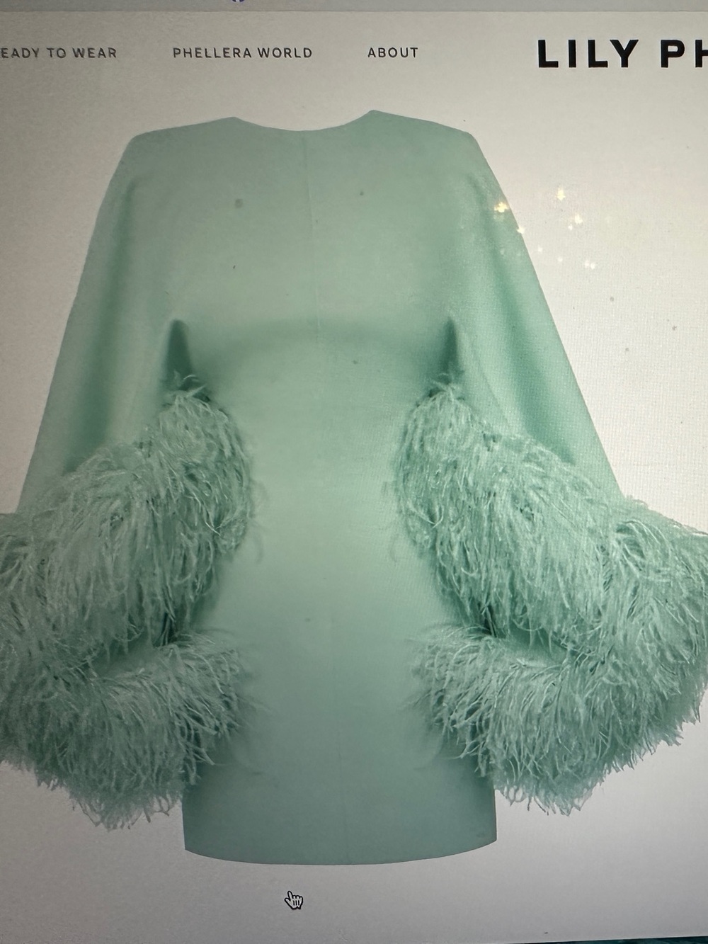 Wolf & Badger Lily Phellera Deva Feather-Trim Mini Dress in color Engelblau